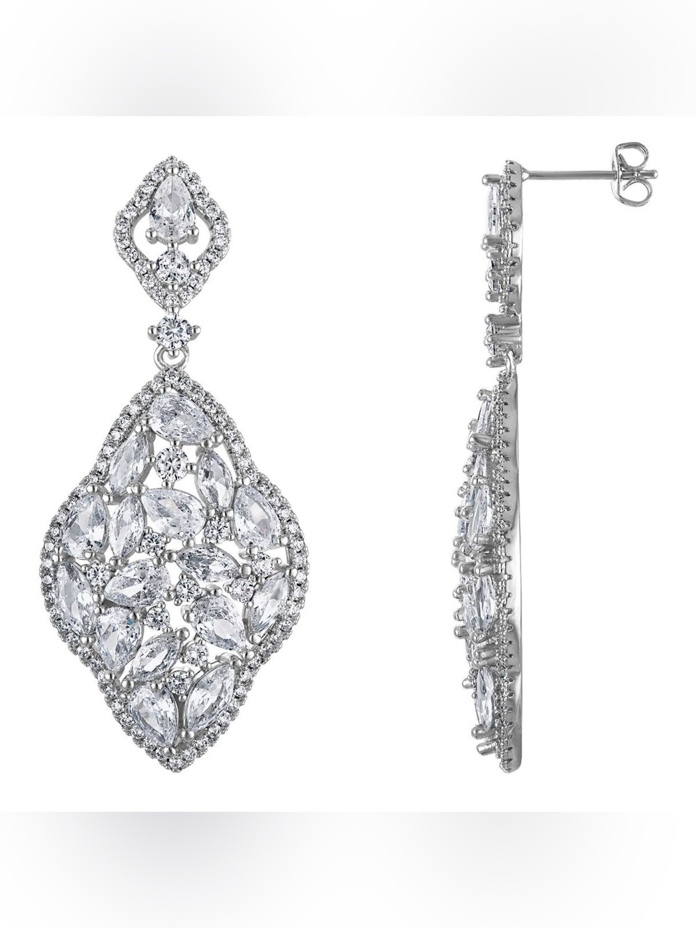 Cote d' Argent Silver Plated Cubic Zirconia Drop Earrings